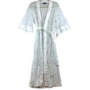 INC International Concepts Womens Small Festival Fairy Floral Mesh Duster Kimono